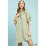 Vertical Stripe Shift Dress - Greige Goods