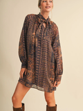 Vintage Print Mini Dress