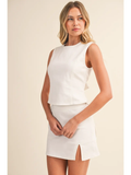 Stretch Cotton Twill Open Back Top and Mini Skirt - Greige Goods