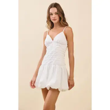 Ruched Bodice Bubble Hem Mini Dress