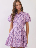 Floral Print Puff Sleeve Bubble Dress