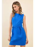 Boat Neckline Side Bows Detail Mini Dress