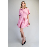 Solid Pleated Mini Dress - Greige Goods