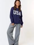 Gingham Plaid Wide Leg Lounge Pant - Greige Goods