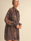 Vintage Print Mini Dress