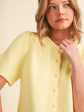 Short Puff Sleeve Sweater Cardigan