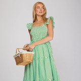 Square Neck Stripe Tiered Maxi Dress - Greige Goods