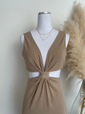 V Neck Cutout Detail Maxi Dress