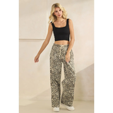 Leopard Side Striped Wide Legged Pants