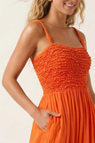 Smocked Maxi Cord Strap Dress - Greige Goods
