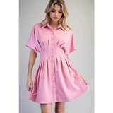 Solid Pleated Mini Dress - Greige Goods