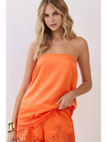 Lace Trim Strapless Top