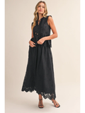 Black Scallop Top & Skirt Set