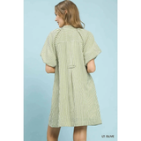 Vertical Stripe Shift Dress - Greige Goods