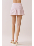 Scalloped Hem Button Front Mini Skirt
