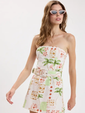 Vintage Palm Tree Belt Mini Dress - Greige Goods