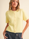 Short Puff Sleeve Sweater Cardigan