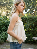Lace Trim Cami Top - Greige Goods