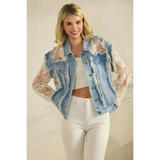 Denim Jacket with Cream Lace