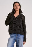 1/2 Zip Open Knit Sweater - Greige Goods