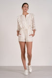 3/4 Sleeve Ruffle Romper - Greige Goods