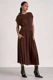 Cinch Waist Midi Dress - Greige Goods