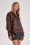 Printed Button Up Blouse - Greige Goods