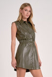 Leather Button Up Dress - Greige Goods