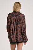 Printed Button Up Blouse - Greige Goods