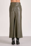 Leather Midi Skirt W/ Front Slit - Greige Goods