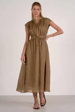 knee length dresses for ladies Moon River Braelyn Mixed Media Midi Dress : Green – TeaElla main image 1