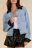 Leather Trim Denim Jacket