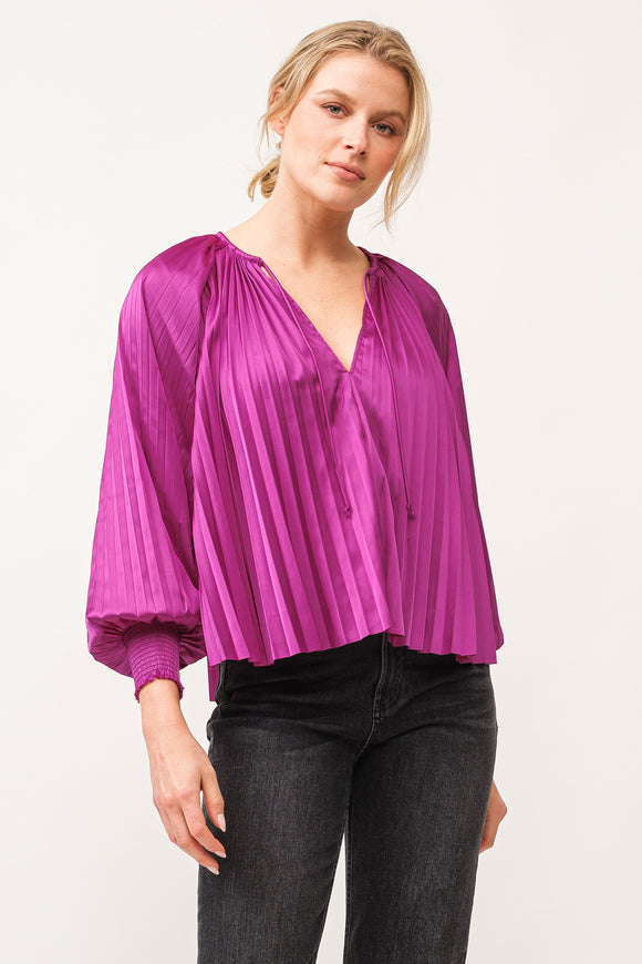 Deletta Satin Pleat Blouse