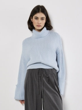 Chunky Knit Roll Neck Sweater - Greige Goods
