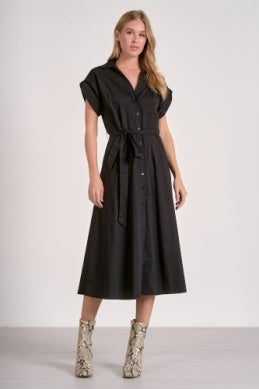 Black Collared Midi Dress - Greige Goods