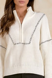 Quarter Zip Stitching Sweater