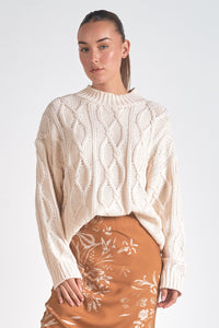 Cable Knit Crewneck Sweater