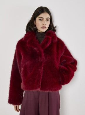 Fur Collar Short Coat - Greige Goods