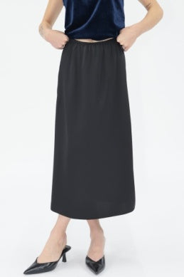 Liya Satin Midi Skirt - Greige Goods