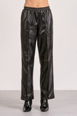 Elastic Waist Leather Pant - Greige Goods
