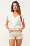 Tristen Ruffled Neck Top - Greige Goods