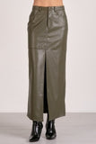 Leather Midi Skirt W/ Front Slit - Greige Goods