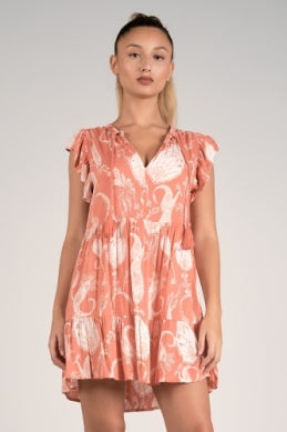 Rio V-Neck Ruffle Dress - Greige Goods