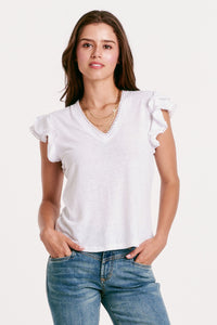 Oslo Ruffle Tee - Greige Goods