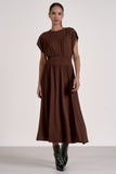 Cinch Waist Midi Dress - Greige Goods
