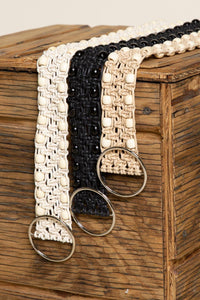 Crochet Beaded Belt - Greige Goods