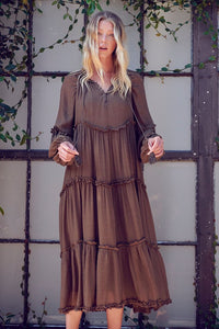 Boho Tiered Ruffle Dress - Greige Goods