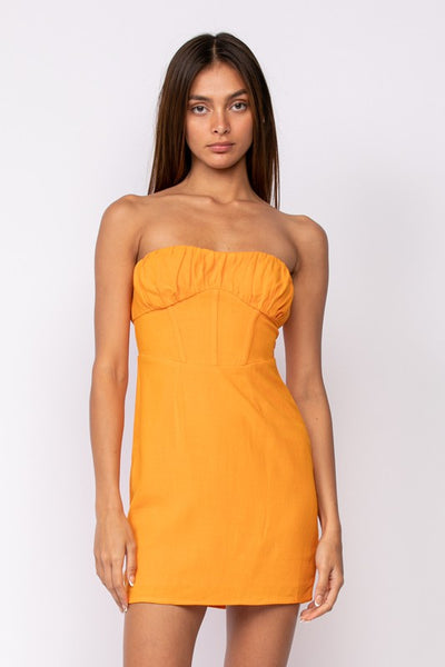 strapless ruched mini dress Strapless Ruched Mini Dress– Greige Goods