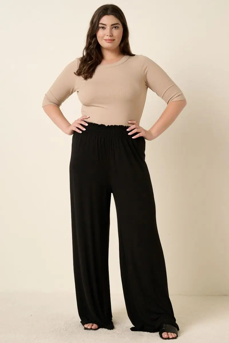 Curvy Girl Knitted Wide Leg Pants