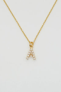Dainty Love Pearl Initial Necklace - Greige Goods